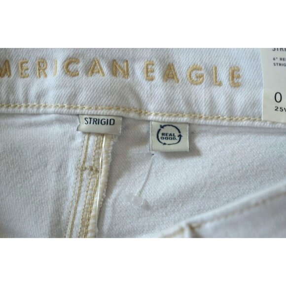 NWT American Eagle White Denim Relaxed Fit Shorts Womens Size 0 Distressed - Picture 5 of 8